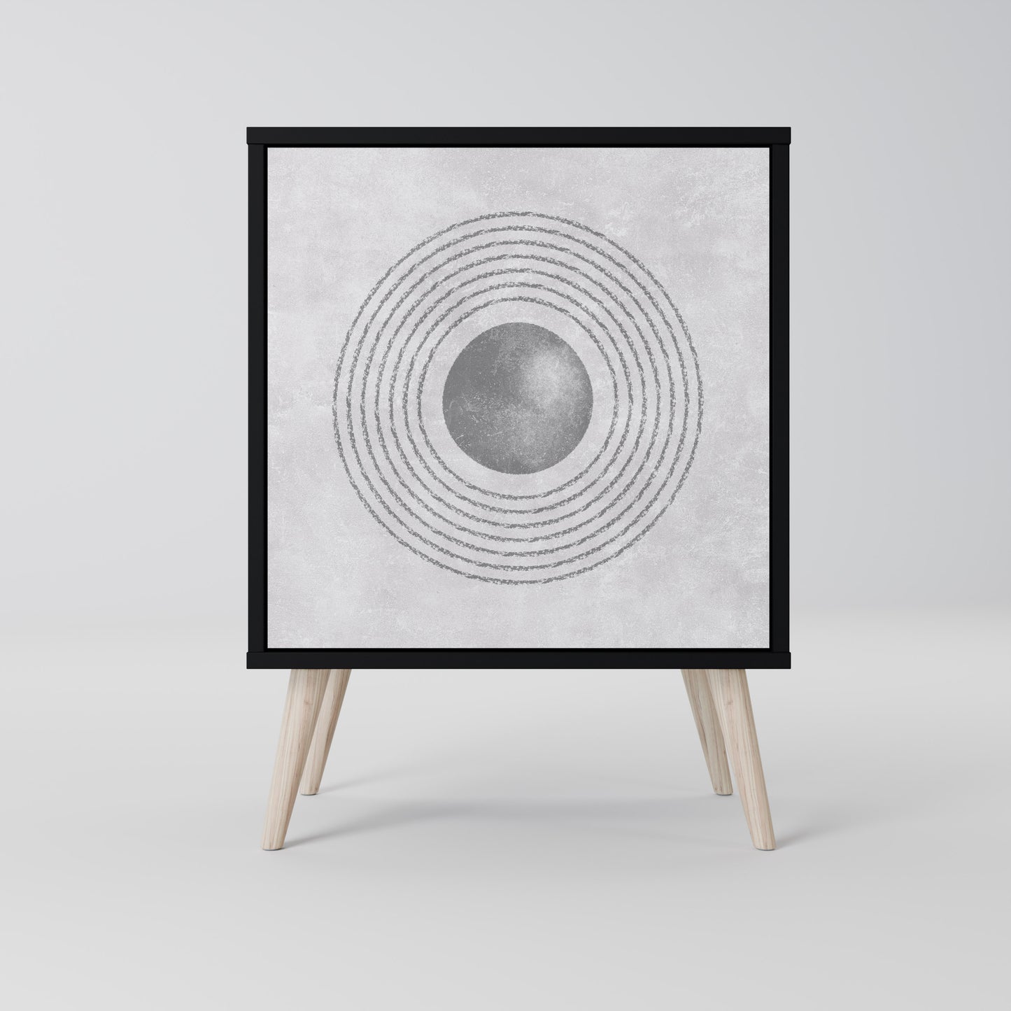 Credenza SOLID CIRCLES a 1 anta con finitura nera