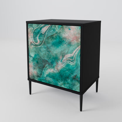 ABSTRACT ALCHEMY 1-Door Sideboard in Black Finish