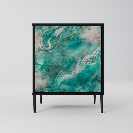 ABSTRACT ALCHEMY 1-Door Sideboard in Black Finish