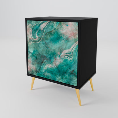ABSTRACT ALCHEMY 1-Door Sideboard in Black Finish