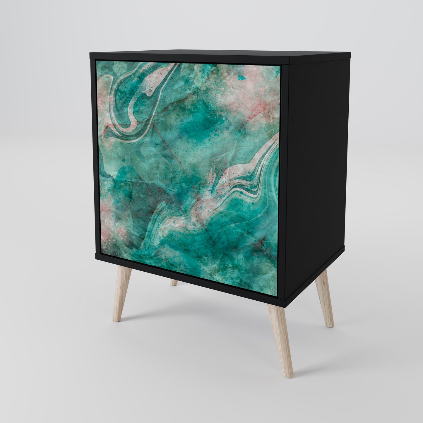 ABSTRACT ALCHEMY 1-Door Sideboard in Black Finish