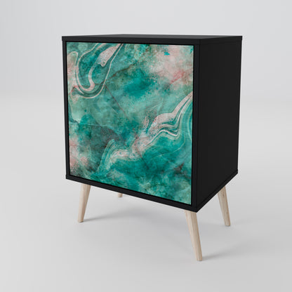 ABSTRACT ALCHEMY 1-Door Sideboard in Black Finish