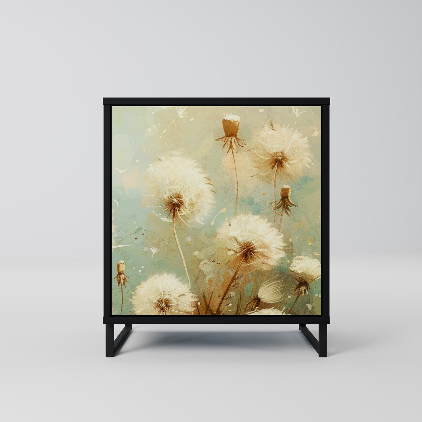 DREAMY MEADOW 1-Door Sideboard in Black Finish