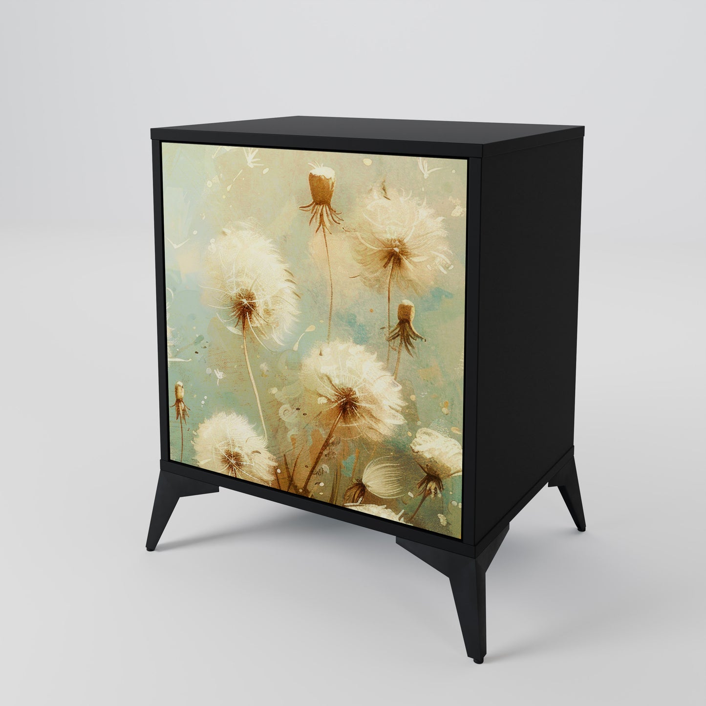 DREAMY MEADOW 1-Door Sideboard in Black Finish