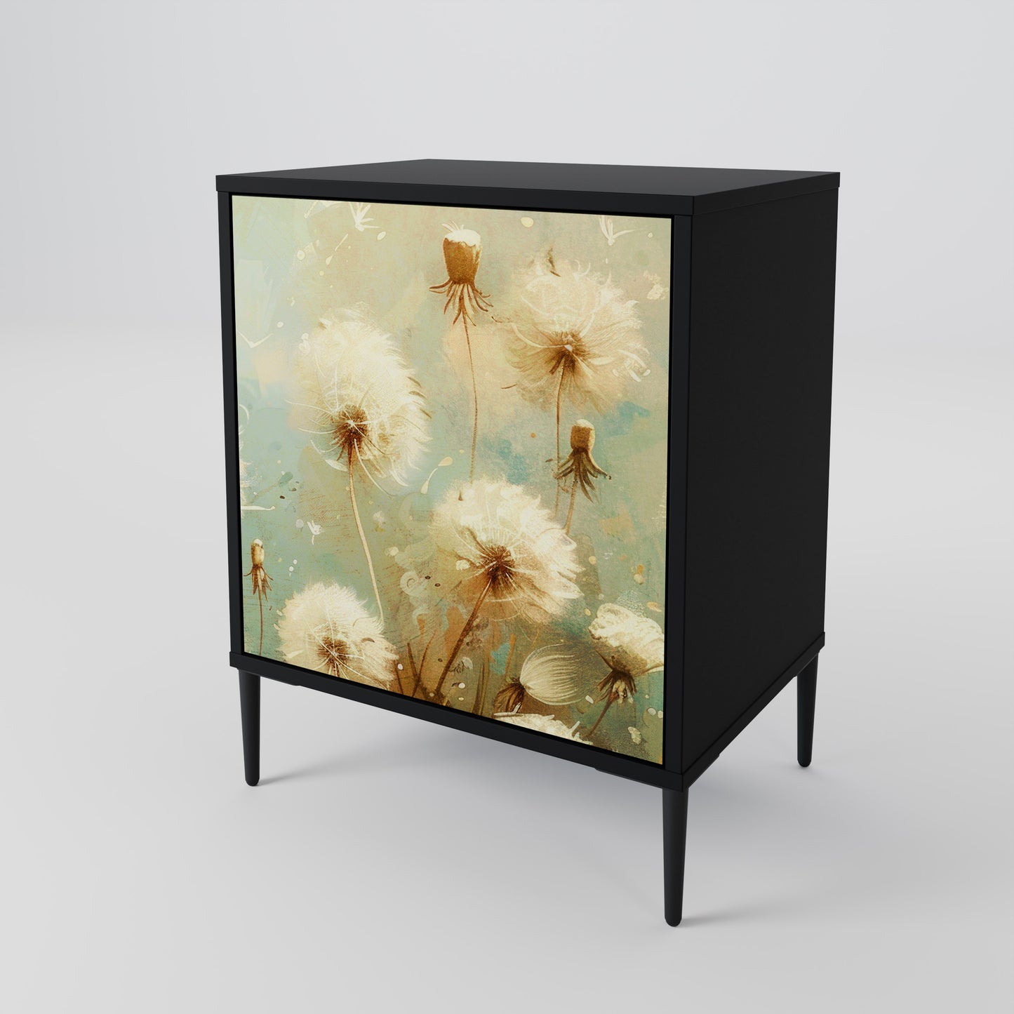 DREAMY MEADOW 1-Door Sideboard in Black Finish
