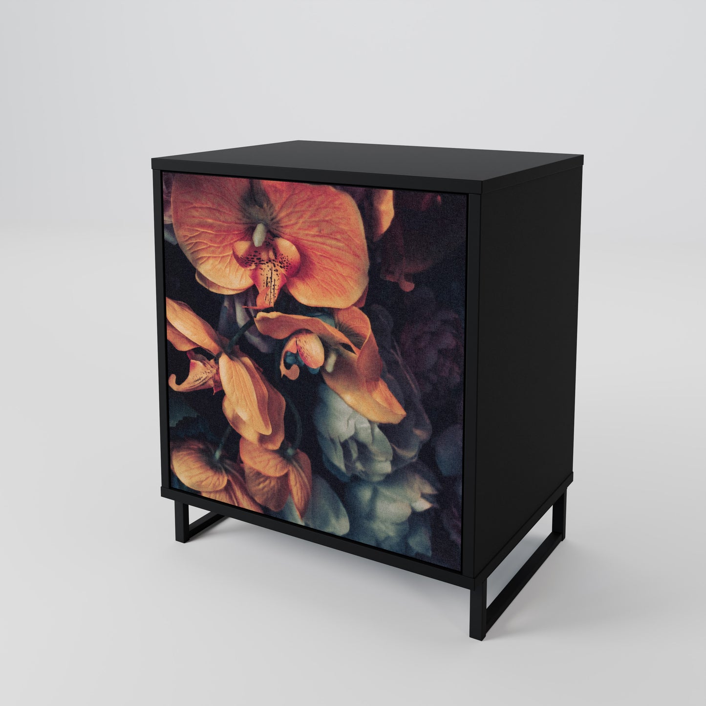 Credenza NEVERENDING BLOOM a 1 anta con finitura nera