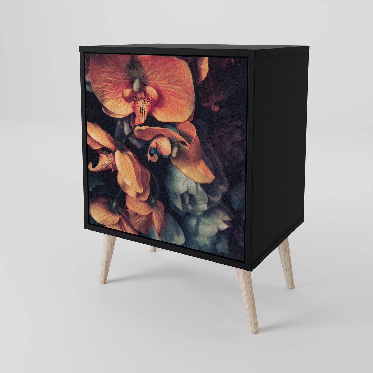 Credenza NEVERENDING BLOOM a 1 anta con finitura nera