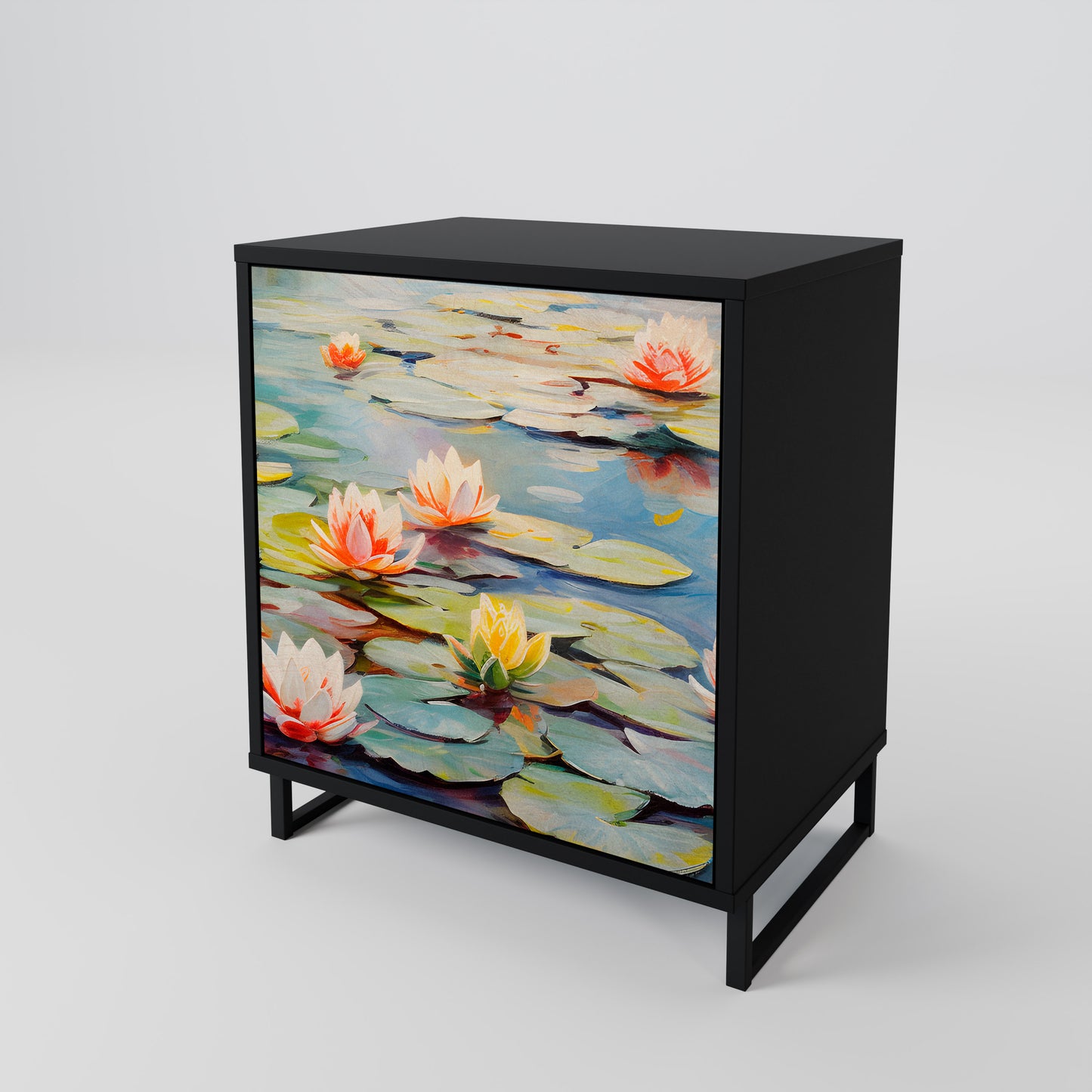 BLOOMING WATERS 1-Door Sideboard in Black Finish