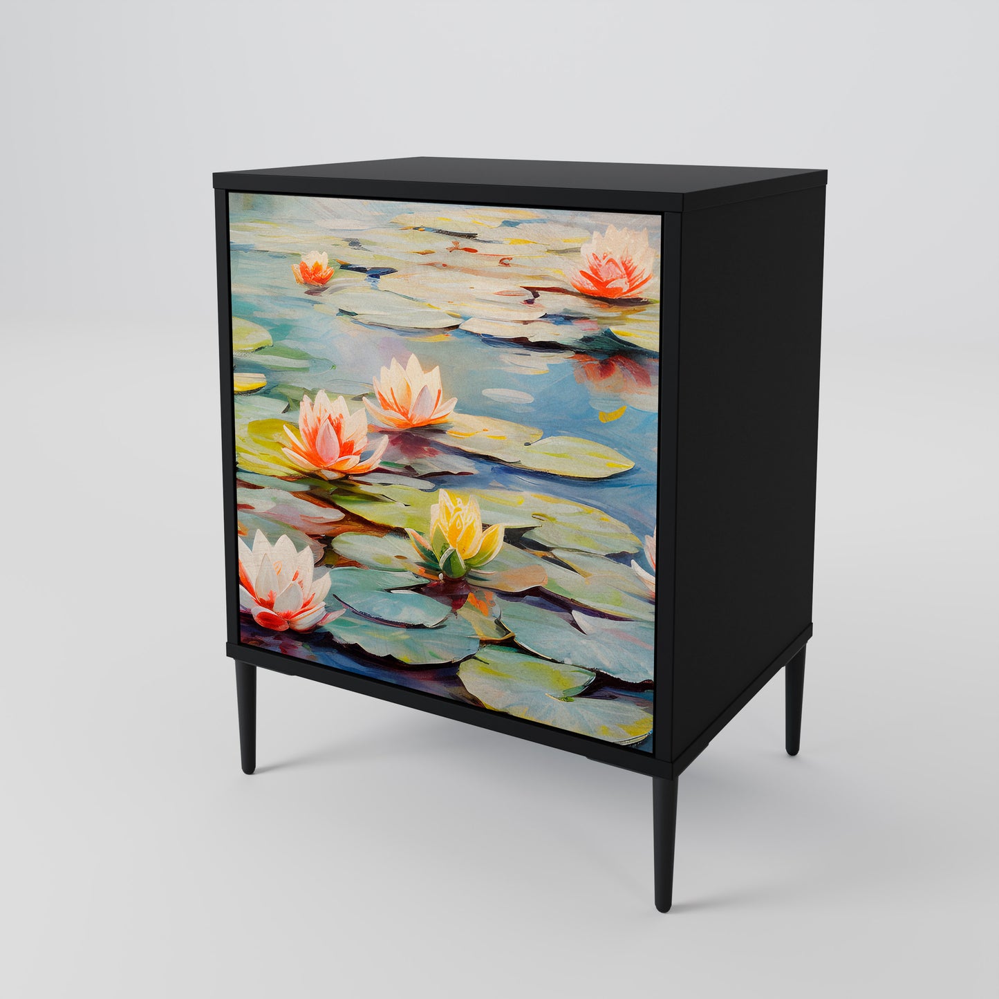BLOOMING WATERS 1-Door Sideboard in Black Finish