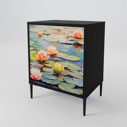 BLOOMING WATERS 1-Door Sideboard in Black Finish