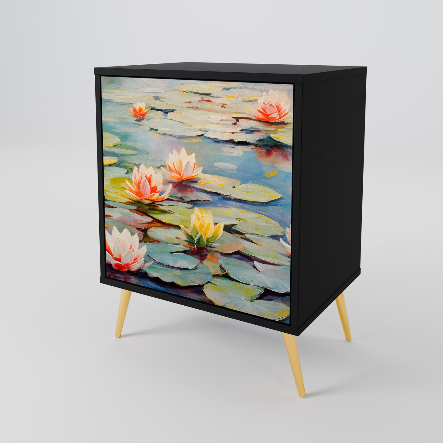 BLOOMING WATERS 1-Door Sideboard in Black Finish