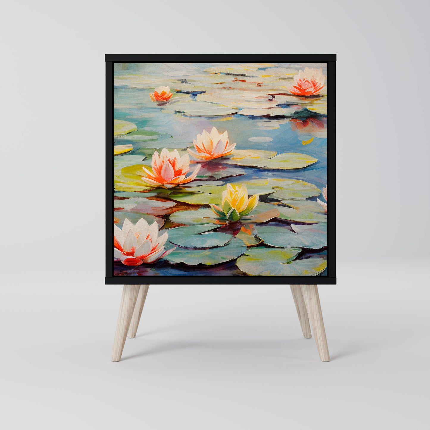 BLOOMING WATERS 1-Door Sideboard in Black Finish