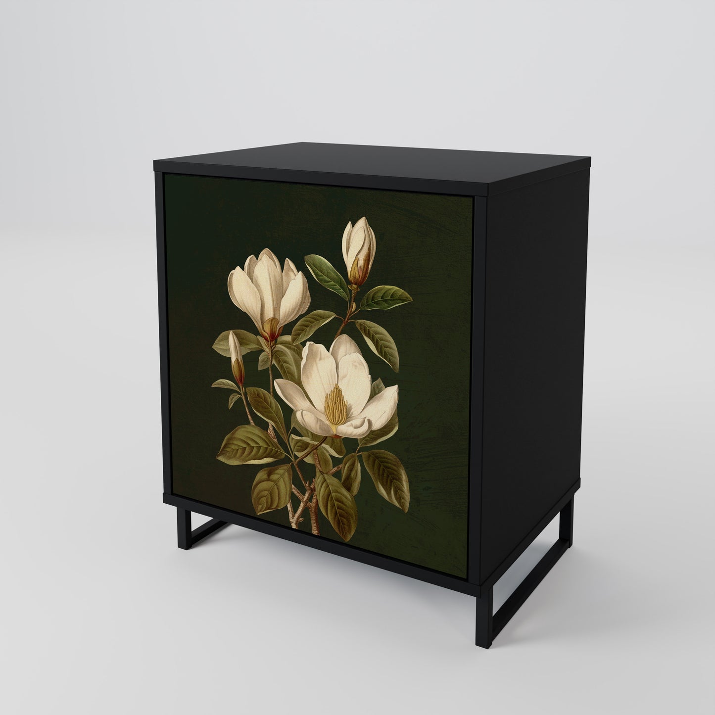 FLORAL NOIR 1-Door Sideboard in Black Finish