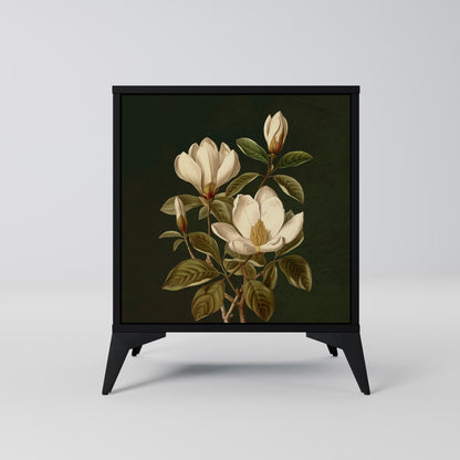 FLORAL NOIR 1-Door Sideboard in Black Finish