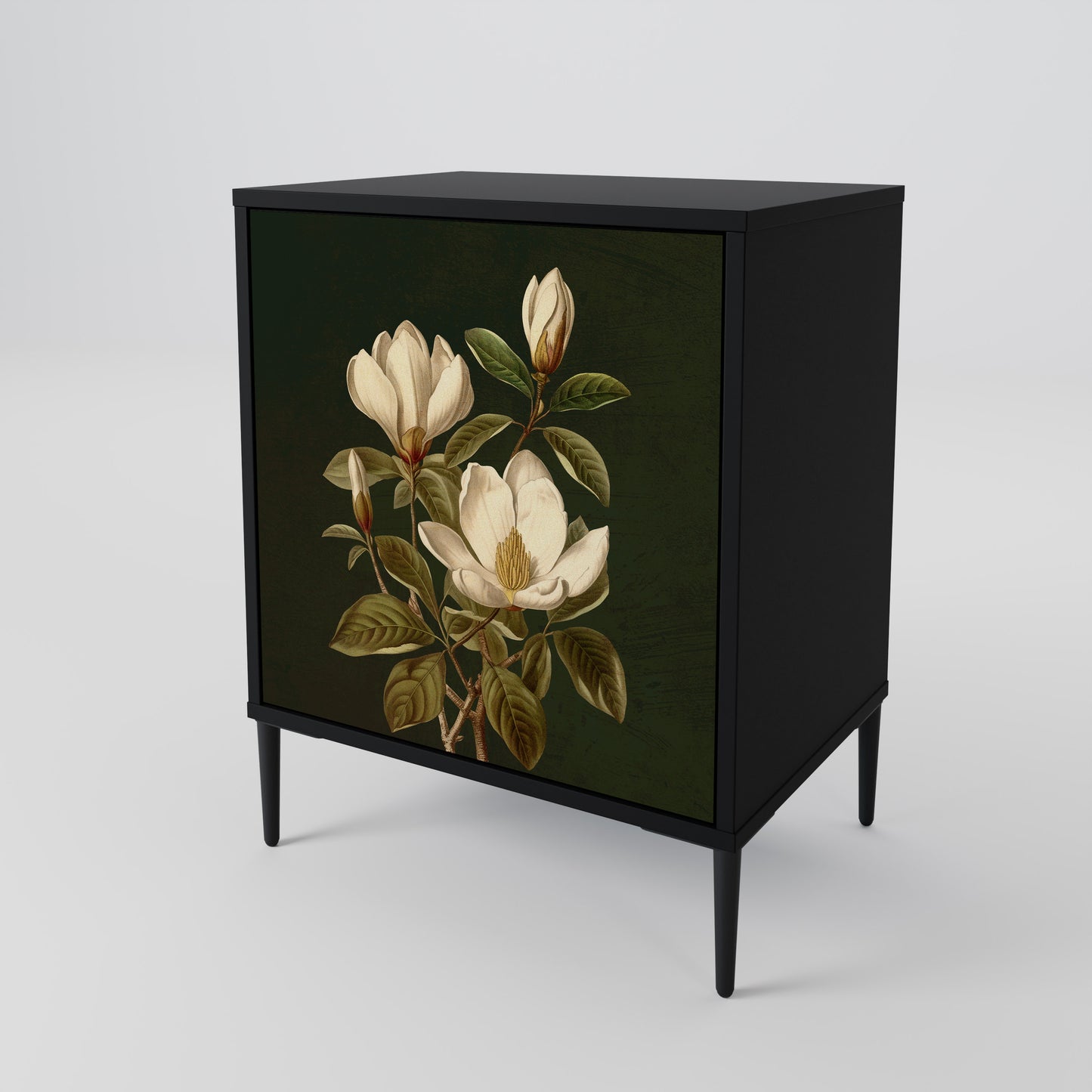 FLORAL NOIR 1-Door Sideboard in Black Finish