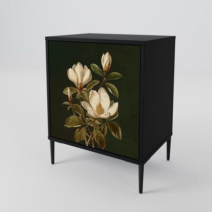FLORAL NOIR 1-Door Sideboard in Black Finish