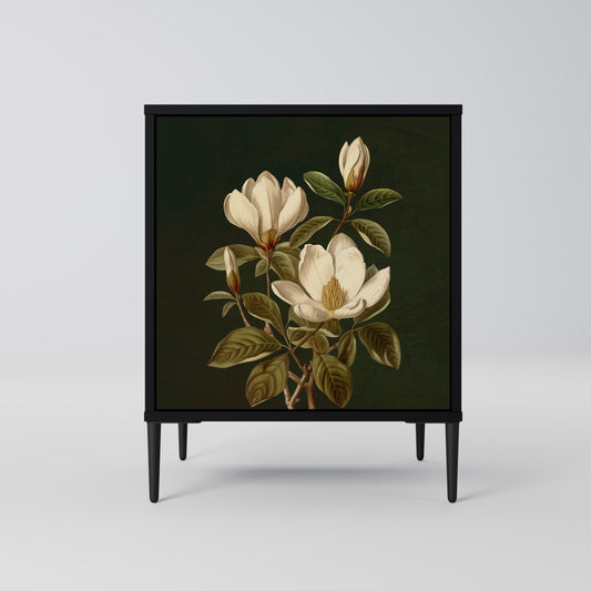 FLORAL NOIR 1-Door Sideboard in Black Finish