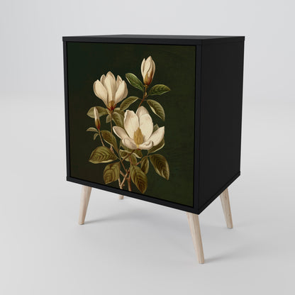 FLORAL NOIR 1-Door Sideboard in Black Finish