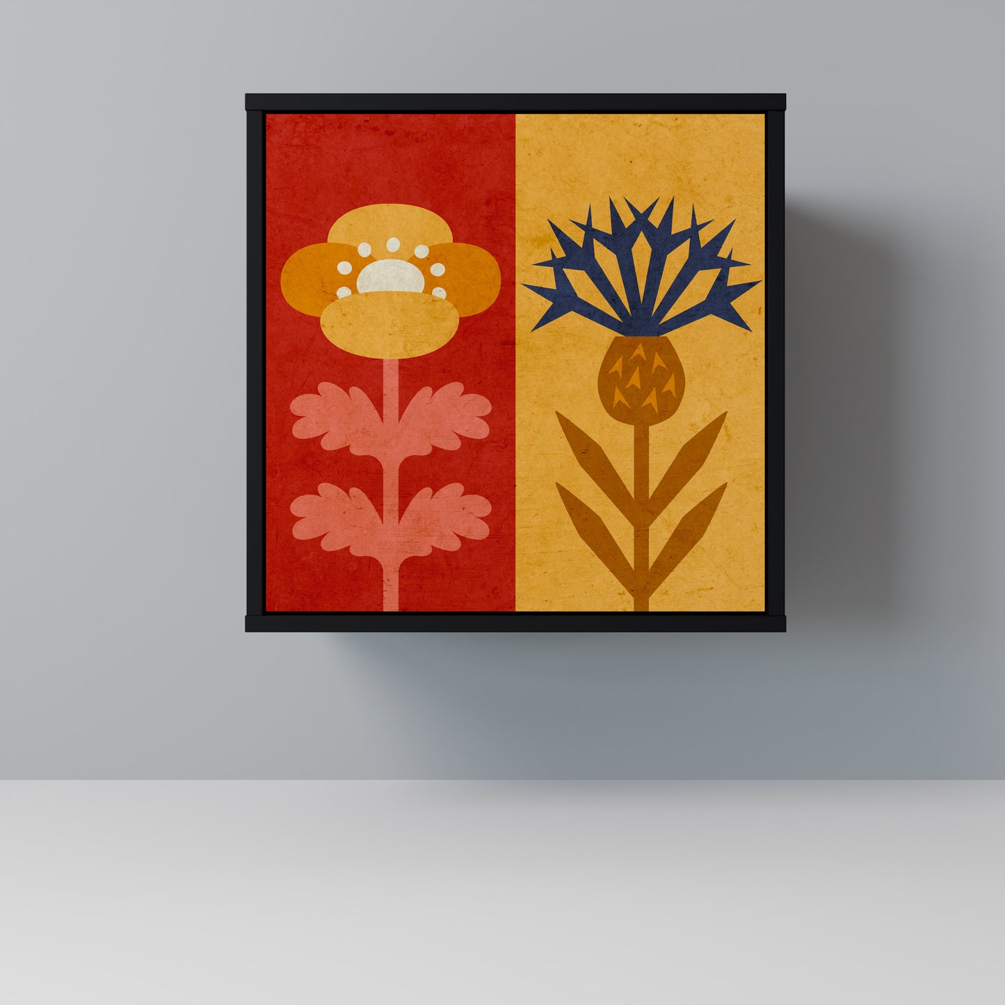 SCANDIC FLOWERET 1-Door Sideboard in Black Finish