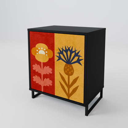 SCANDIC FLOWERET 1-Door Sideboard in Black Finish