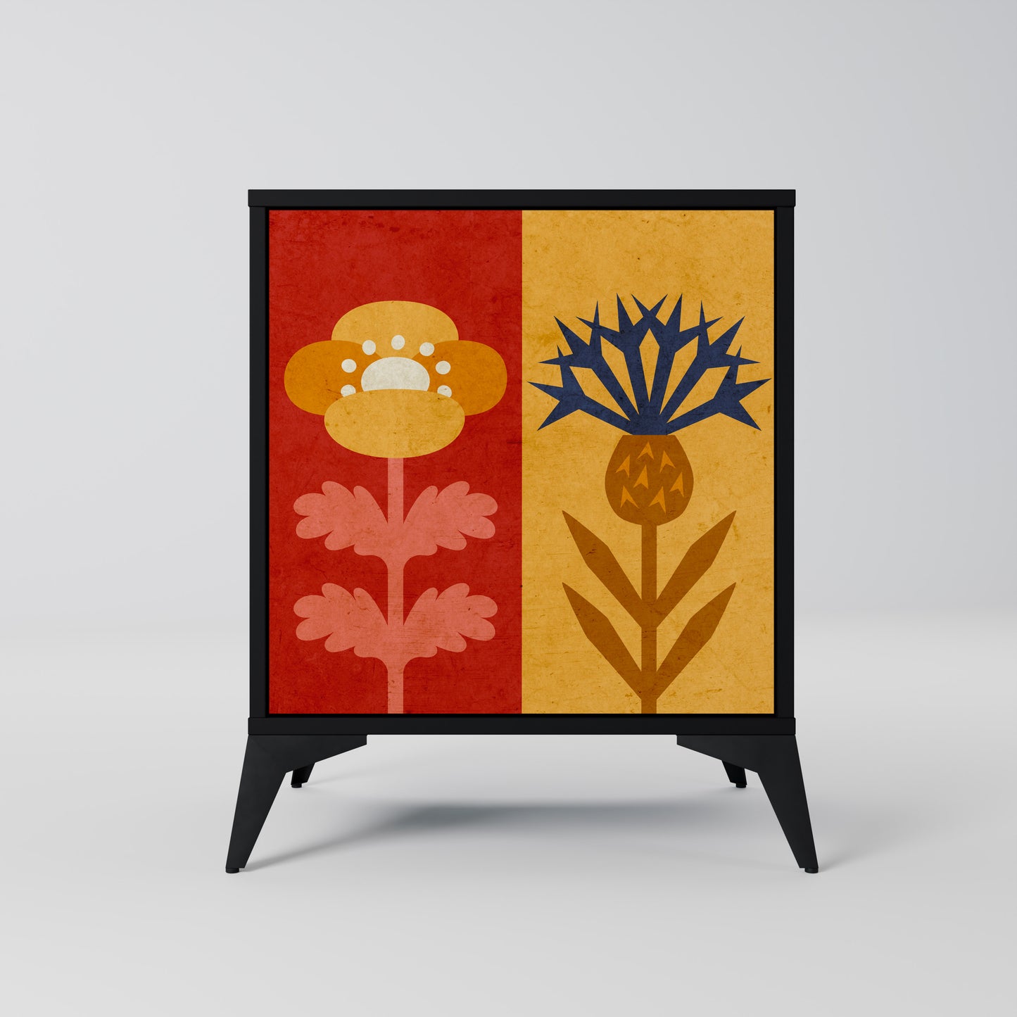 SCANDIC FLOWERET 1-Door Sideboard in Black Finish