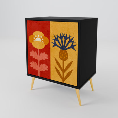 SCANDIC FLOWERET 1-Door Sideboard in Black Finish