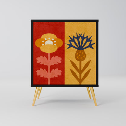 SCANDIC FLOWERET 1-Door Sideboard in Black Finish