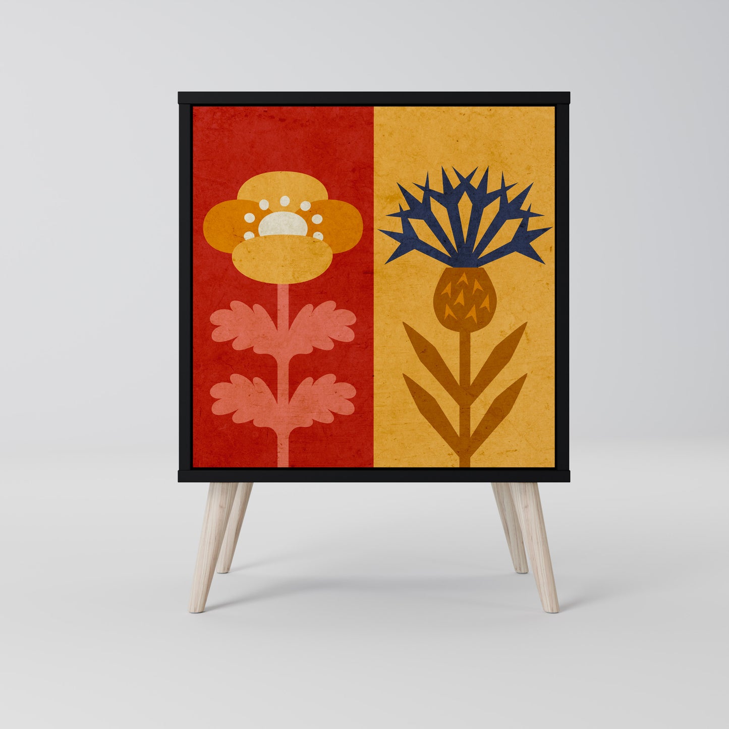 SCANDIC FLOWERET 1-Door Sideboard in Black Finish