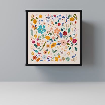 Credenza a 1 anta FLORAL COMBINATION con finitura nera