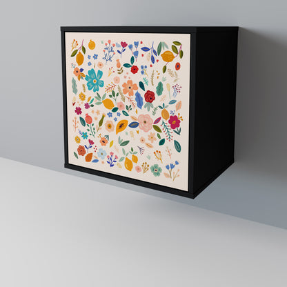 Credenza a 1 anta FLORAL COMBINATION con finitura nera