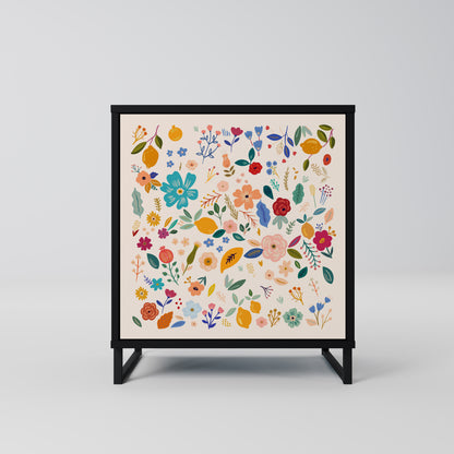 Credenza a 1 anta FLORAL COMBINATION con finitura nera