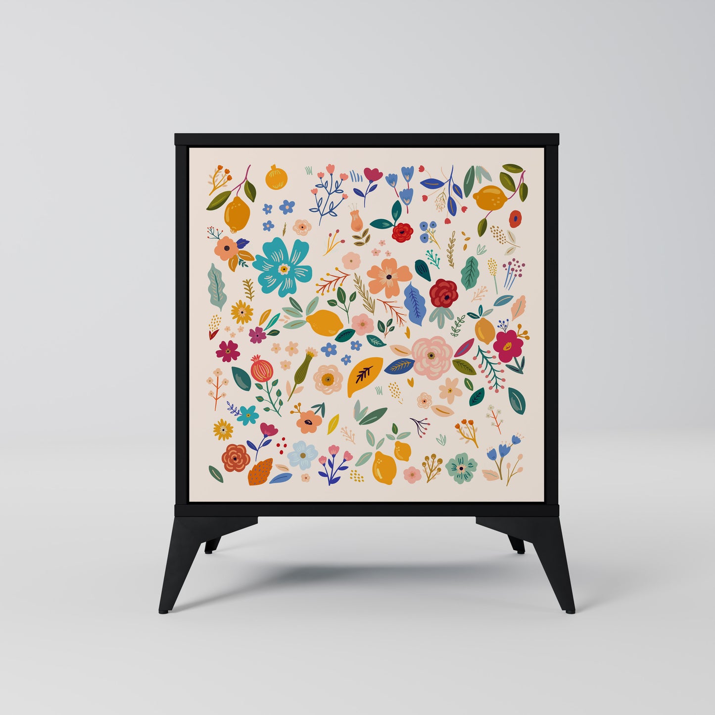 Credenza a 1 anta FLORAL COMBINATION con finitura nera