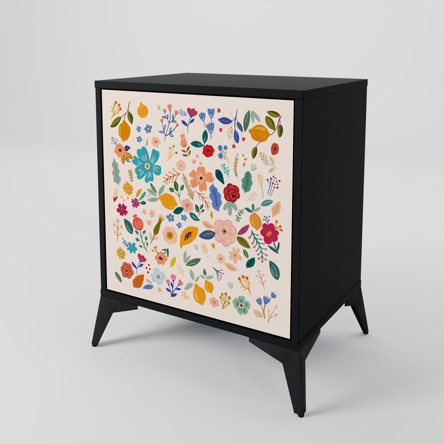 Credenza a 1 anta FLORAL COMBINATION con finitura nera