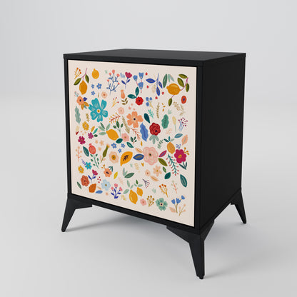 Credenza a 1 anta FLORAL COMBINATION con finitura nera