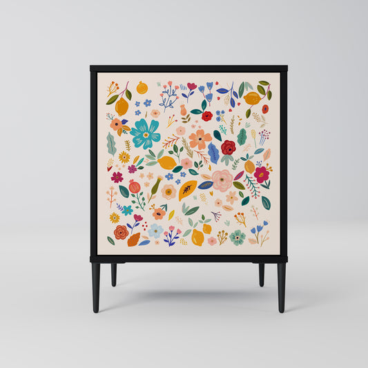 Credenza a 1 anta FLORAL COMBINATION con finitura nera