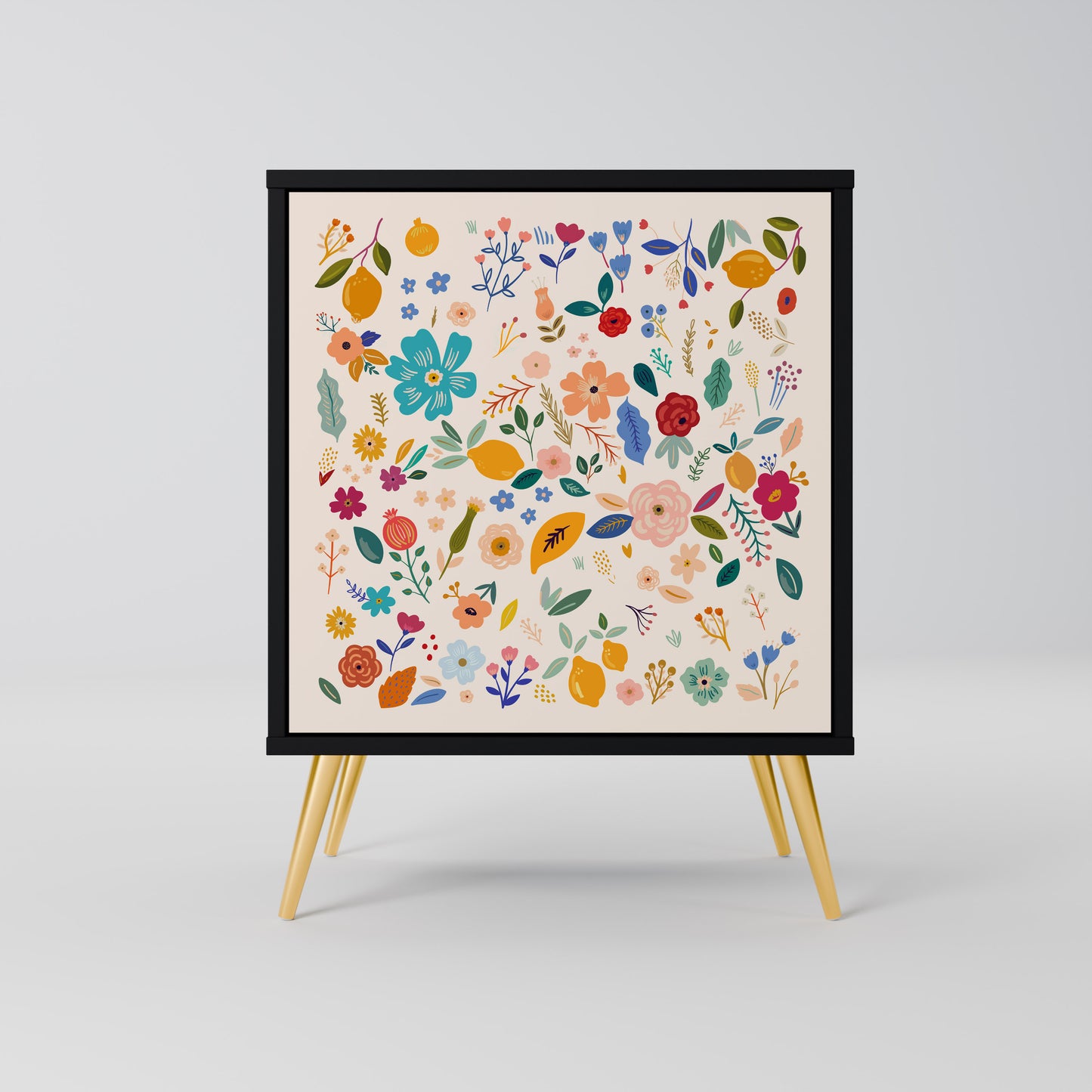 Credenza a 1 anta FLORAL COMBINATION con finitura nera