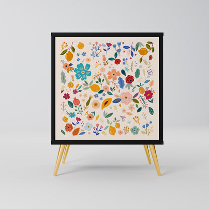 Credenza a 1 anta FLORAL COMBINATION con finitura nera