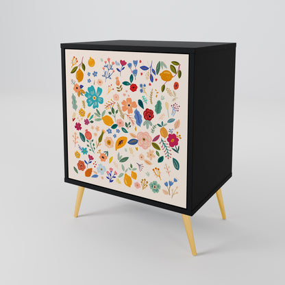 Credenza a 1 anta FLORAL COMBINATION con finitura nera