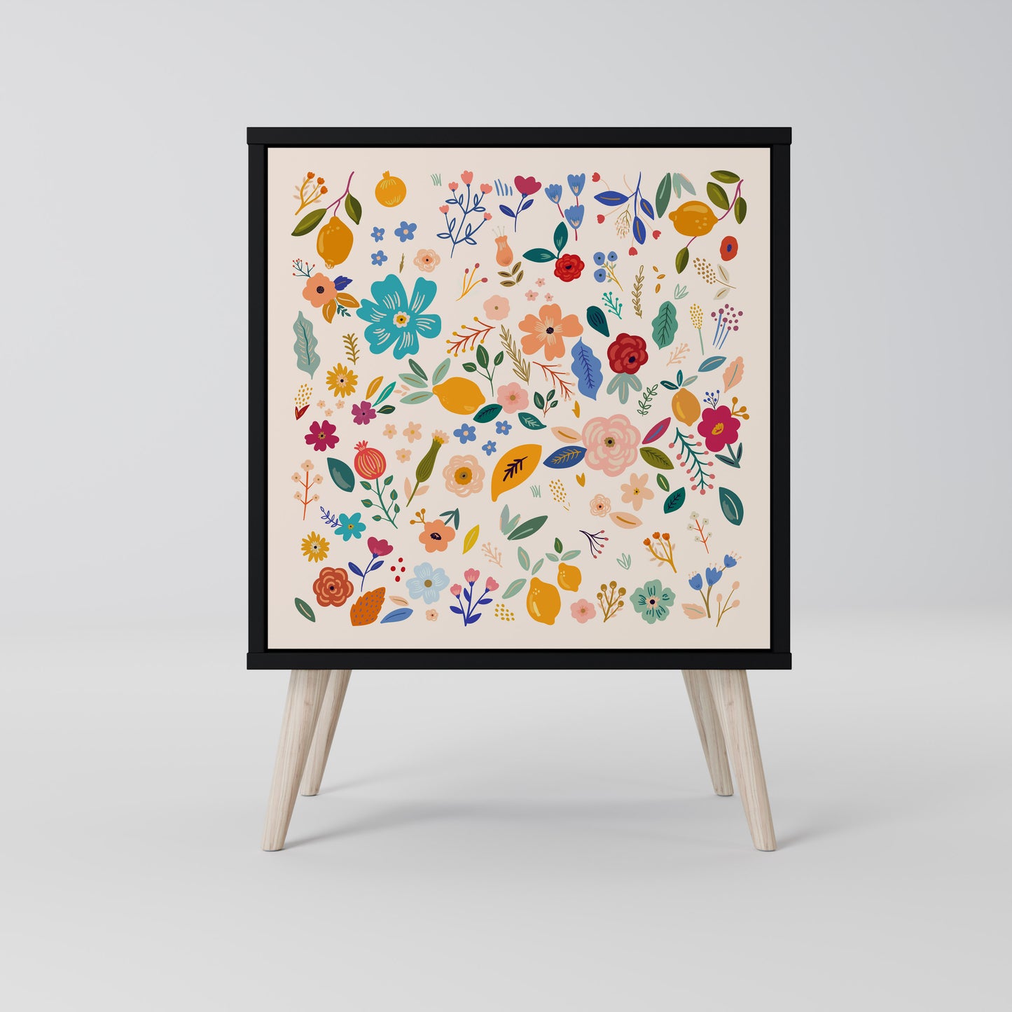 Credenza a 1 anta FLORAL COMBINATION con finitura nera