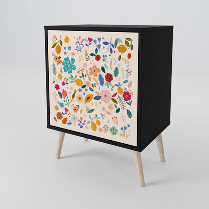 Credenza a 1 anta FLORAL COMBINATION con finitura nera