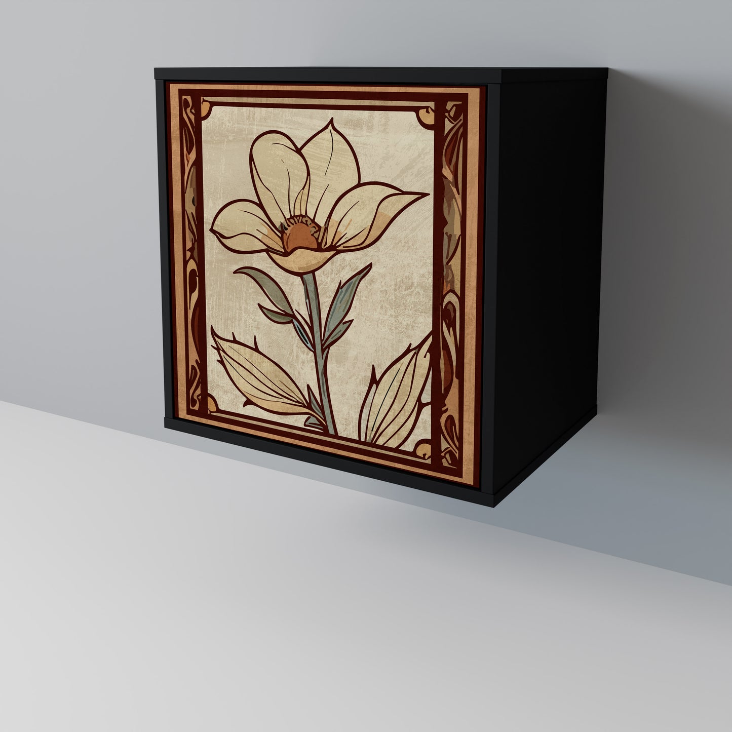 Credenza TIMELESS FLORA a 1 anta con finitura nera