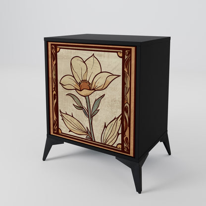 Credenza TIMELESS FLORA a 1 anta con finitura nera