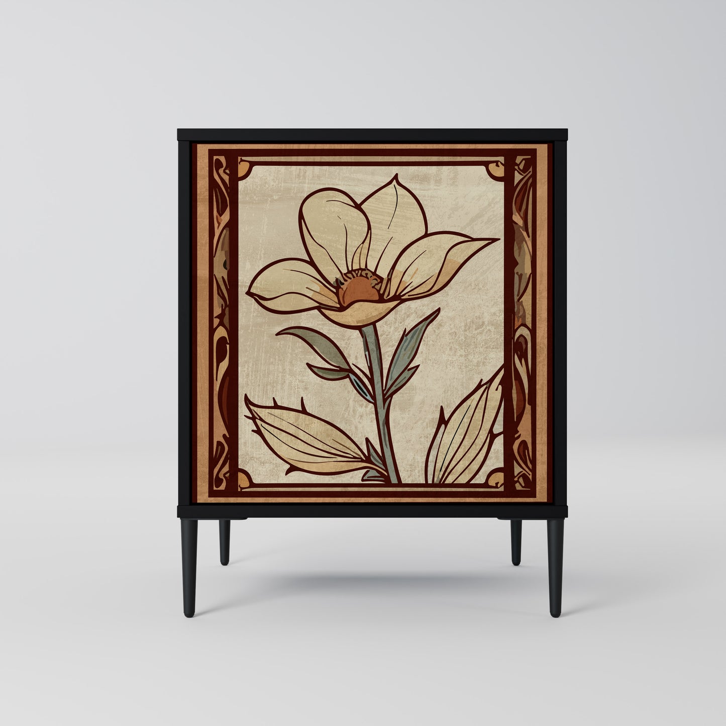 Credenza TIMELESS FLORA a 1 anta con finitura nera