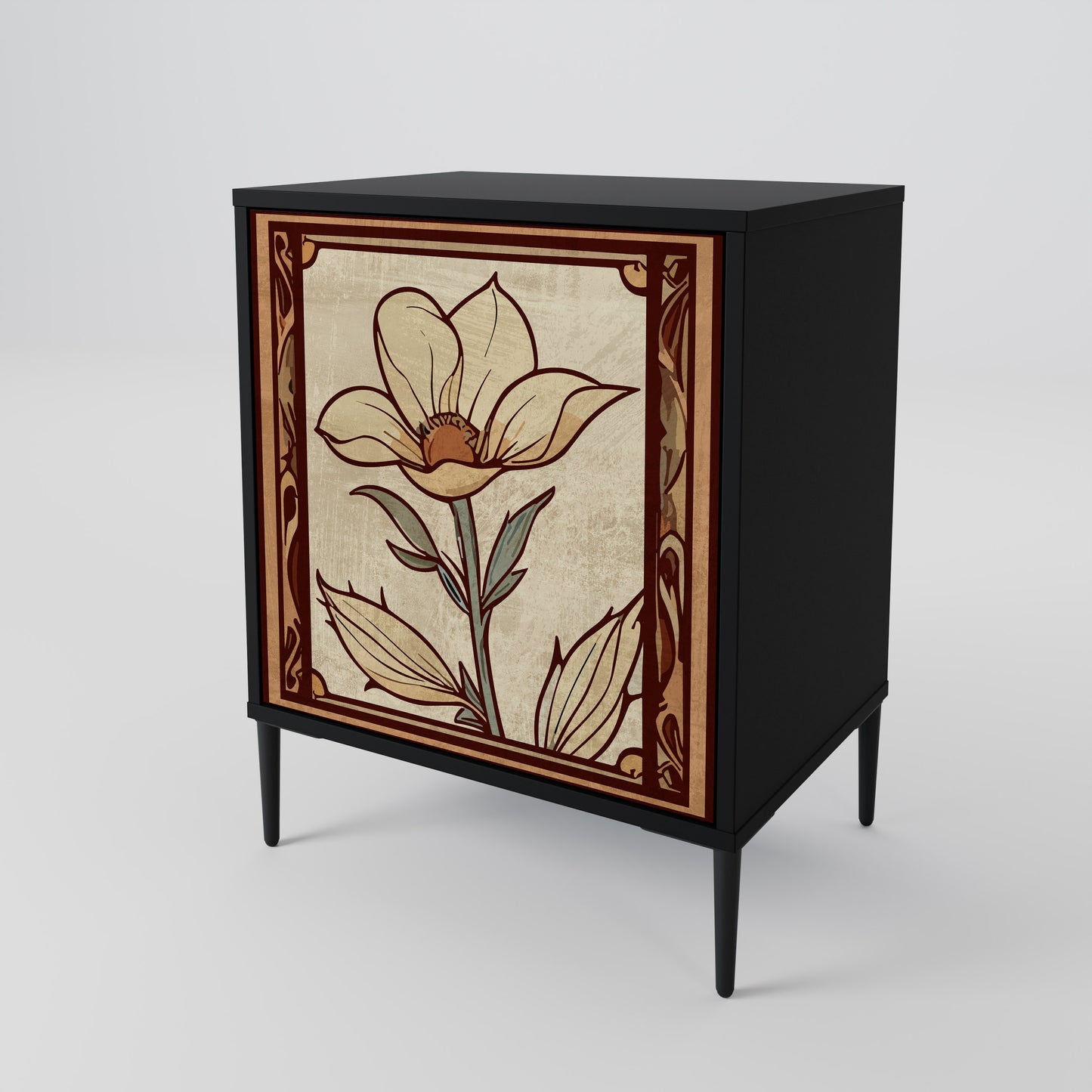 Credenza TIMELESS FLORA a 1 anta con finitura nera