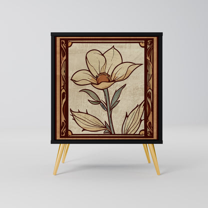 Credenza TIMELESS FLORA a 1 anta con finitura nera