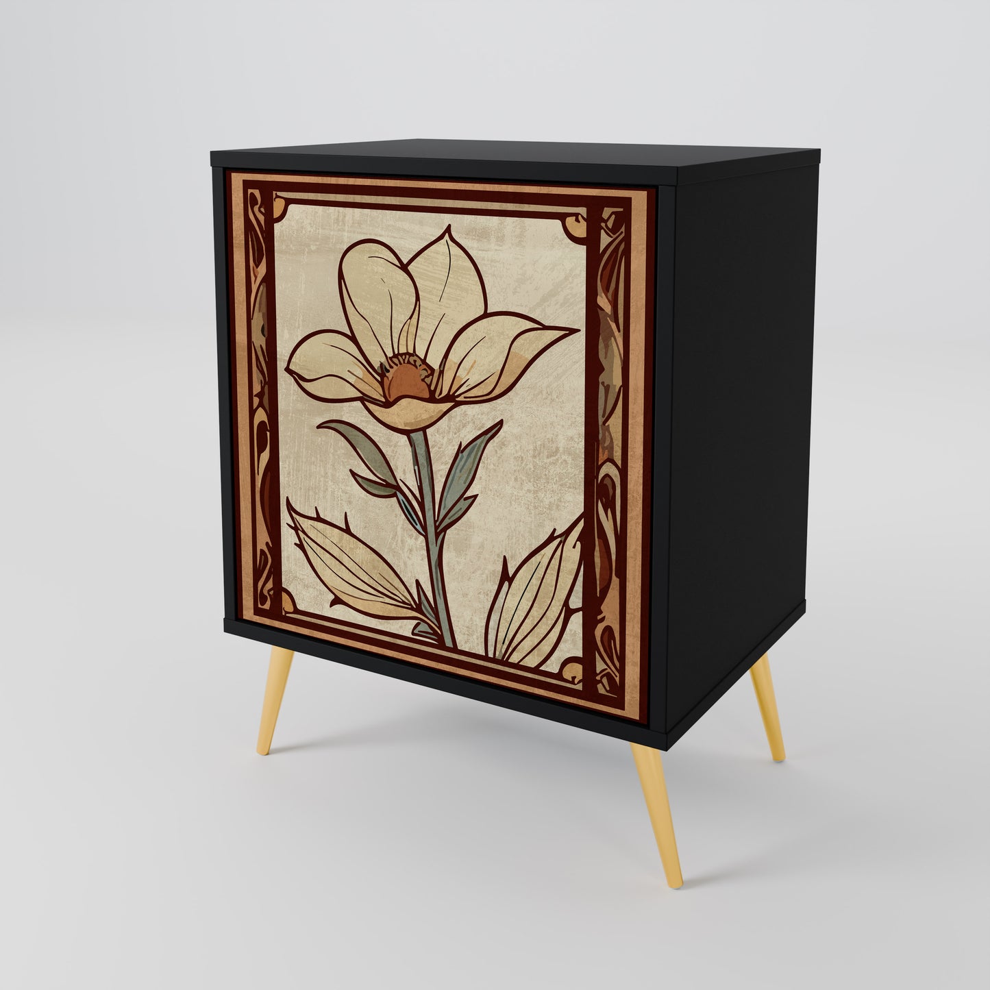 Credenza TIMELESS FLORA a 1 anta con finitura nera
