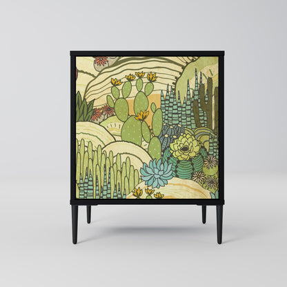 SUCCULENTS KALEIDOSCOPE 1-Door Sideboard in Black Finish