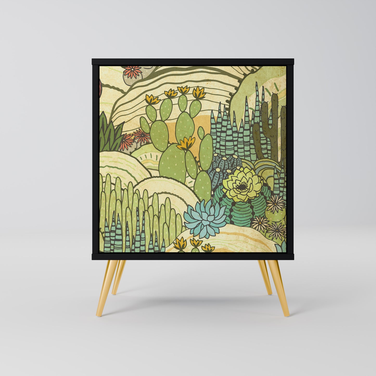 SUCCULENTS KALEIDOSCOPE 1-Door Sideboard in Black Finish