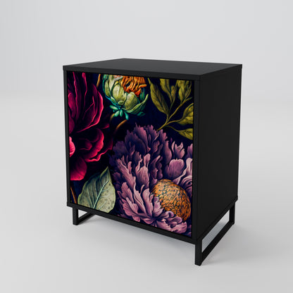 BLOOMING ELEGANCE 1-Door Sideboard in Black Finish
