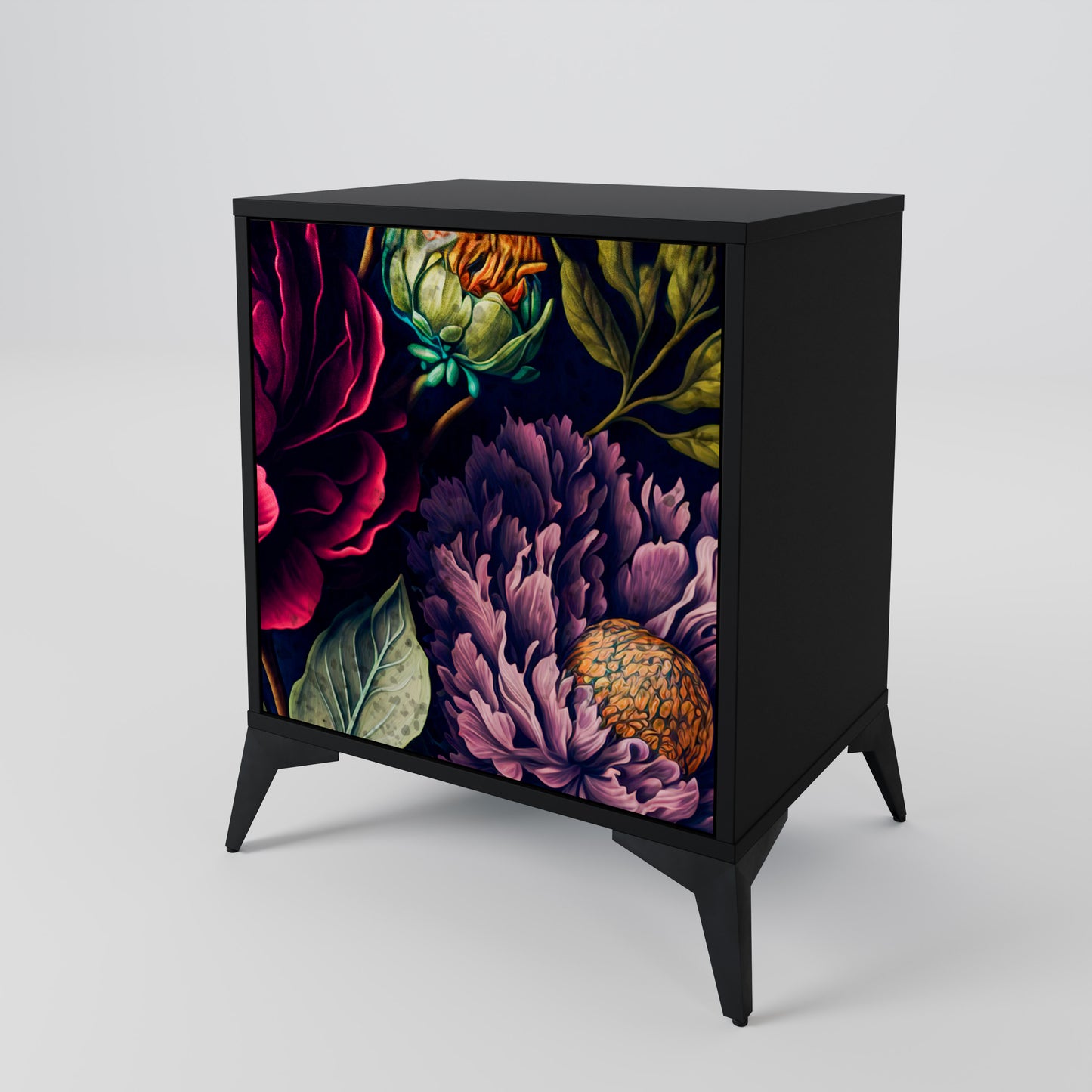 BLOOMING ELEGANCE 1-Door Sideboard in Black Finish